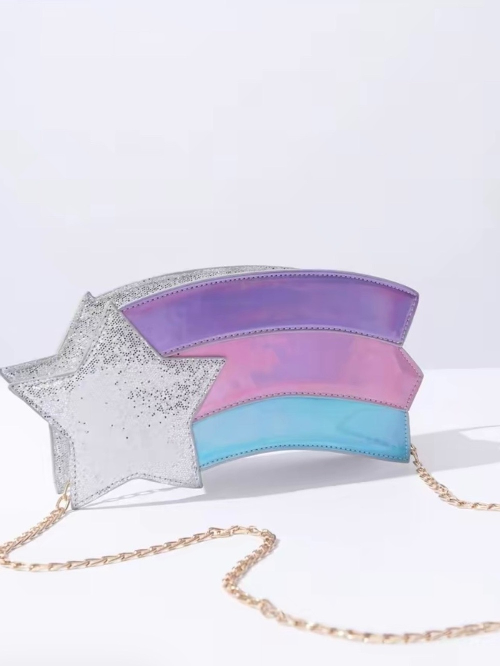 NWOT Unique Vintage Metallic Rainbow & Silver
Shooting Star Bag